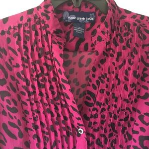 Hot Pink Leopard Print Blouse